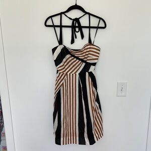 Moulinette Soeurs/ Anthropologie Striped Brown and Black Halter Dress - Size 6